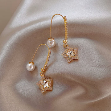E1592 - Star Drop Pearl Earrings